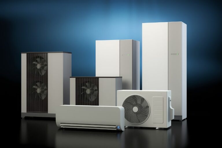 A collection of air-source heat pumps.
